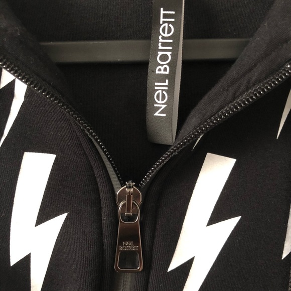Neil Barrett Black Lightning Bolt Zip Hoodie - Picture 6 of 7